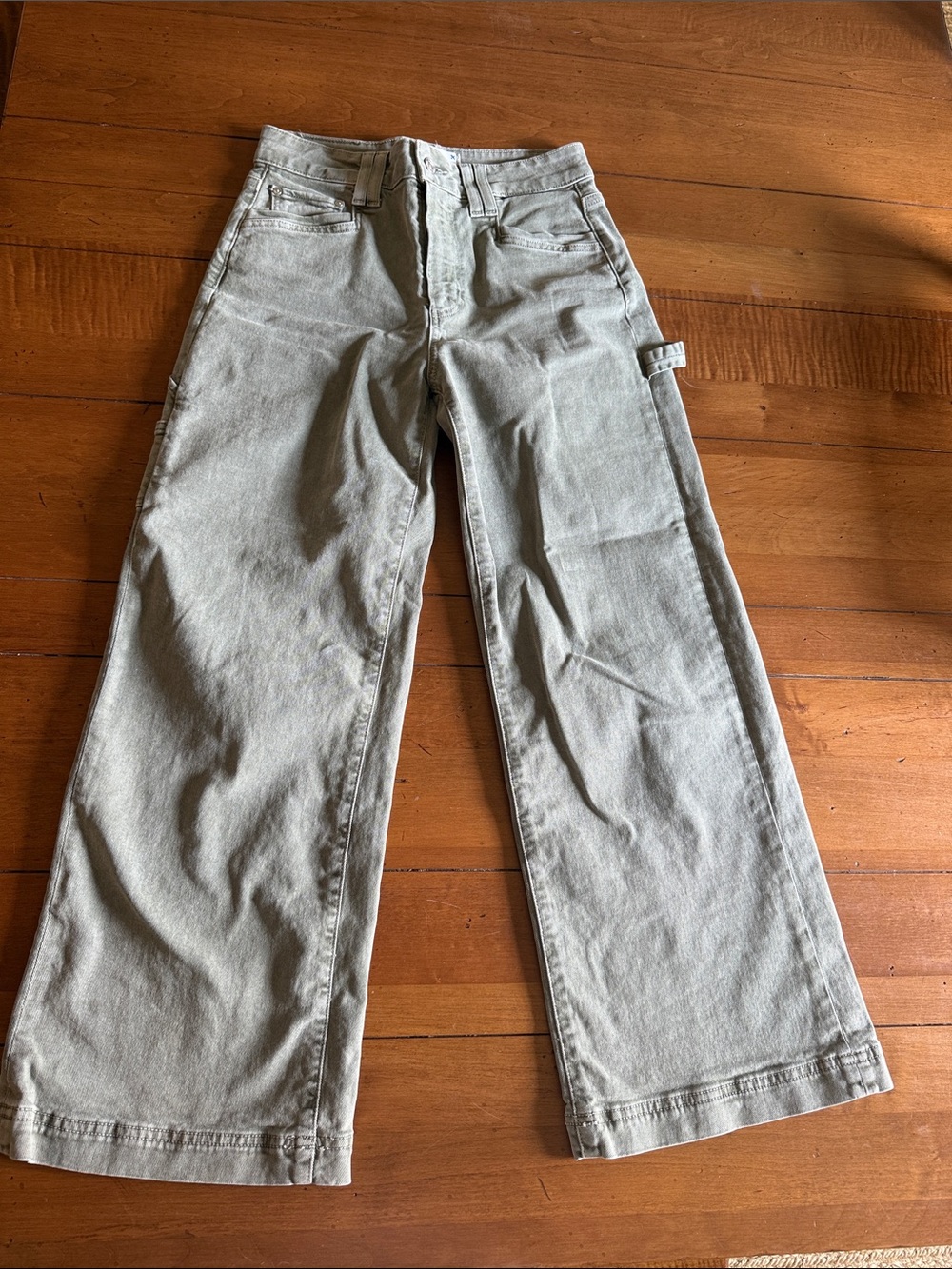 PAIGE Wide-Leg Jeans in Light Sage Green
